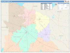 Van Zandt County, TX Digital Map Color Cast Style